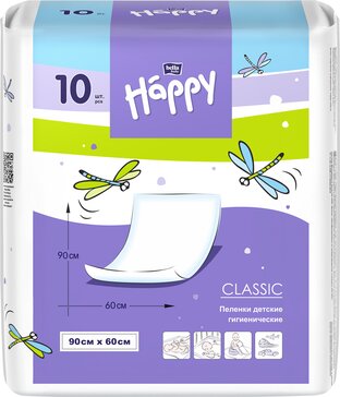 Bella baby happy пеленки детские classic 60х90см 10 шт