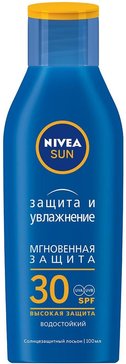 Увлажняющий солнцезащитный лосьон для тела Nivea Sun Защита и увлажнение SPF 30, сверхводостойкий, 100 мл.