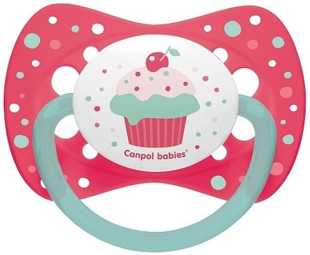 Canpol babies пустышка 6-18мес силиконовая симметричная розовый 23/283 250989397 cupcake