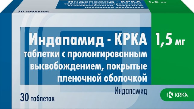 Индапамид-крка таб п/об пленочной пролонг. 1.5мг 30 шт