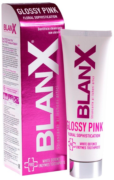 Blanx PRO Glossy Pink Зубная паста отбеливающая Глянцевый Эффект 75 мл