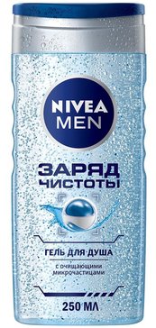 Гель для душа мужской Nivea Men Заряд чистоты с очищающими микрочастицами, 250 мл