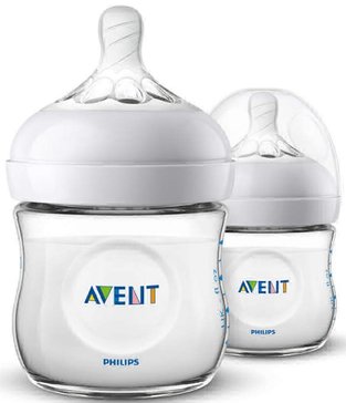 Детская бутылочка для новорожденных Philips Avent Natural SCF030/27, 125 мл, 2 шт, 0 мес +