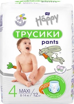 Bella baby happy подгузники-трусики детские 4/maxi 8-14кг 12 шт