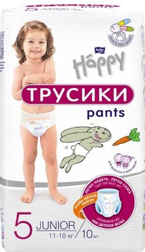 Bella baby happy подгузники-трусики детские 5/junior 11-18кг 10 шт