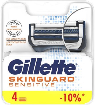 Gillette skinguard sensetive кассеты сменные для безопасных бритв 4 шт