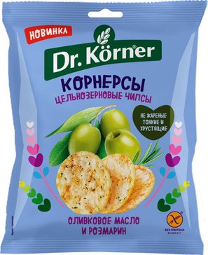 Dr.korner корнерсы-чипсы 50г 1 шт кукурузно-рисовые с оливковым маслом и розмарином