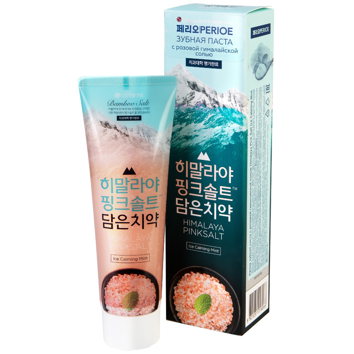 PERIOE Pumping Himalaya Pink Salt Ice Calming Mint Зубная паста с розовой гималайской солью, мятный вкус 100 г