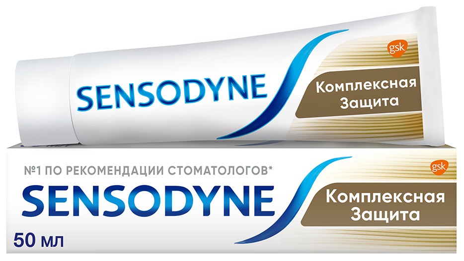 Зубная паста Sensodyne Комплексная Защита для чувствительных зубов с фтором, мятный вкус, 50 мл