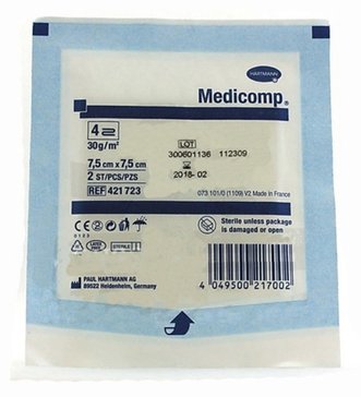 Medicomp салфетки стерил. 7.5х7.5 2 шт