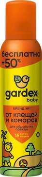 Gardex Baby Аэрозоль от клещей и комаров на одежду 2+ 150 мл