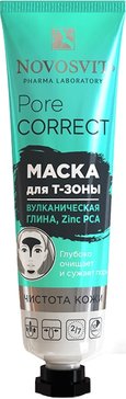 Маска для Т-зоны вулканическая глина, Zinc PCA Pore Correct Novosvit 40 мл