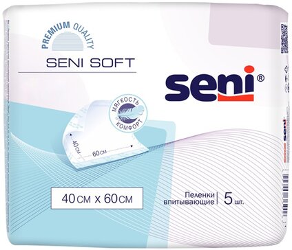 Seni soft пеленка гигиеническая впитывающая 5 шт 40х60см