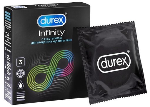 Durex презервативы гладкие infinity 3 шт с анестетиком