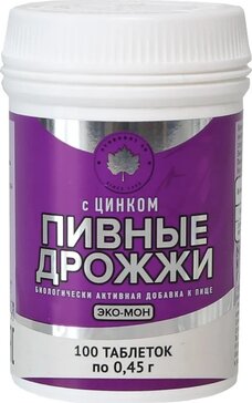 Эко-мон дрожжи пивные таб 0.5г 100 шт с цинком