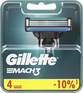 Gillette Mach3 Сменные Кассеты Для Мужской Бритвы, 4 шт