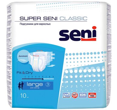 Seni Super Classic Подгузники для взрослых р.L 10 шт