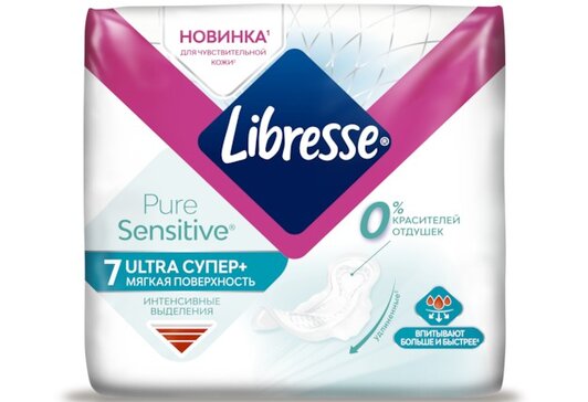 Libresse PureSensitive Ultra Супер+ прокладки с мягкой поверхностью 7 шт