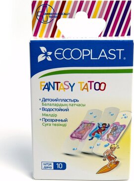 Пластыри набор 60х20 мм 10 шт полимерная основа Ecoplast Fantasy Tattoo