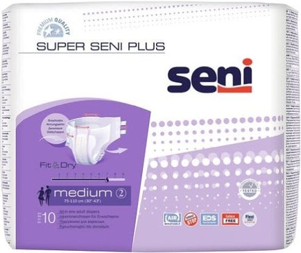 Seni super plus air подгузники взр. medium/2 10 шт пояс 75-110см