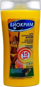 Биокрим крем для тела антицеллюлитный spf15 200мл с растительным антиоксидантным комплексом кофеином и маслом какао