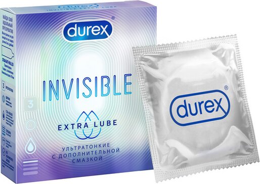 Презервативы Durex Invisible Extra Lube 3 шт