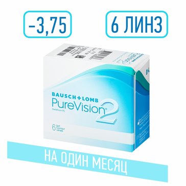 Purevision линзы контактные мягкие -3.75 6 шт