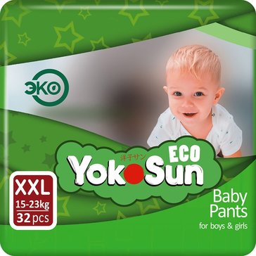 Трусики-подгузники YokoSun Eco, размер XXL (15-23 кг), 32 шт