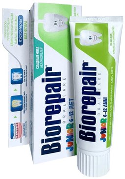 Biorepair Junior Mint Зубная паста для детей 6-12 лет со вкусом сладкой мяты 75 мл