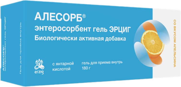 Алесорб Энтеросорбент гель со вкусом апельсина 180 г