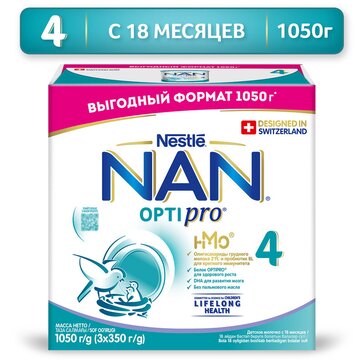 NAN 4 OPTIPRO молочко для роста, иммунитета и развития мозга 1050 г с 18 мес