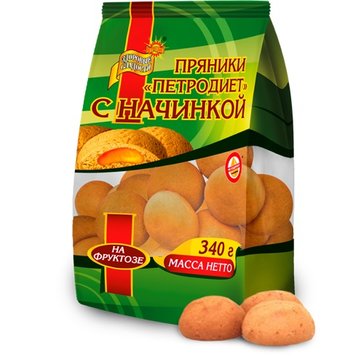 Петродиет пряники на фруктозе 340г с начинкой абрикос