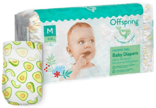 Offspring Подгузники р.M (6-10 кг) 42 шт расцветка Авокадо