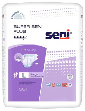 Seni super plus air подгузники взр. 30 шт large/3 пояс 100-150см