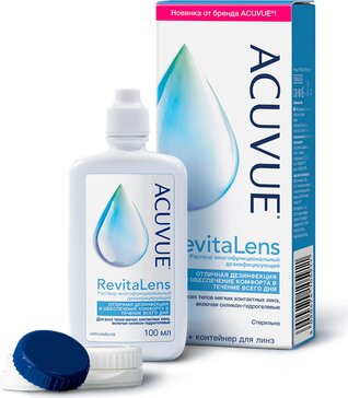 ACUVUE RevitaLens Раствор для очистки, промывания, дезинфекции мягких контактных линз 100 мл, контейнер