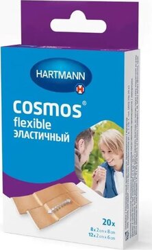 Cosmos Textile Elastic Пластырь текстильный эластичный 20 шт, 2 размера