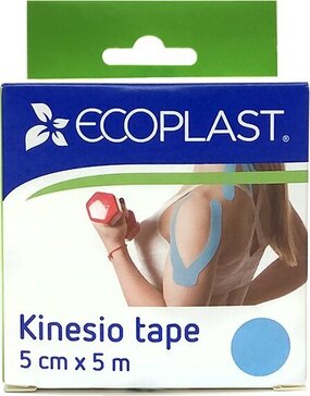 Кинезиотейп 5 см х 5 см, голубой 1 шт Ecoplast