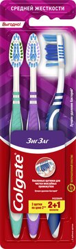 Зубная щетка Colgate Зиг Заг многофункциональная, средней жесткости 3 шт