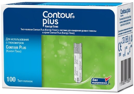 Тест-полоски к глюкометру Contour Plus (Контур Плюс) 100 шт