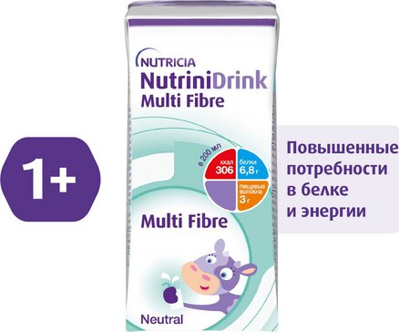 Специализированное питание Nutrinidrink с пищевыми волокнами с нейтральным вкусом 200 мл