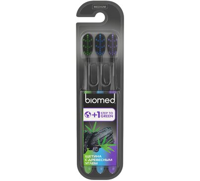 Комплексная зубная щетка BIOMED BLACK, набор 3 шт