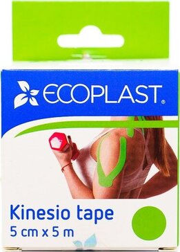 Кинезиотейп 5 см х 5 см, зеленый 1 шт Ecoplast