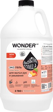 Wonder lab экогель для мытья рук и умывания 3780мл розовые персики