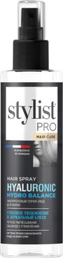 Stylist pro hair care спрей-уход двухфазный гиалуроновый для волос глубокое увлажнение и зеркальный блеск 190мл