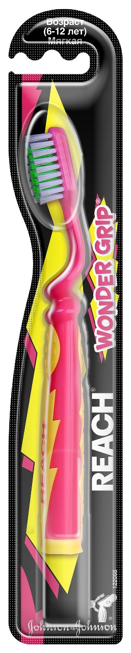 Зубная щетка для детей 6-12 лет Reach Wonder Grip 1 шт, цвет в ассортименте