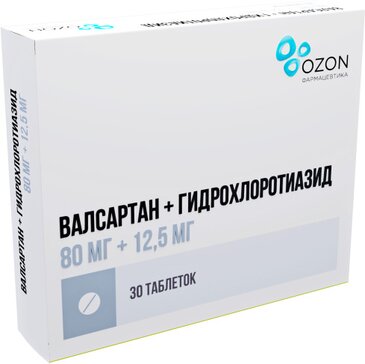 Валсартан+Гидрохлоротиазид таб 80 мг+12,5 мг 30 шт