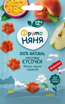 ФрутоНяня Фруктовые кусочки из яблок, персиков и маракуйи 15 г