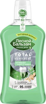 Лесной Бальзам ополаскиватель для полости рта TOTAL Комплекс с морской солью, экстрактом имбиря и чаем матча 800 мл