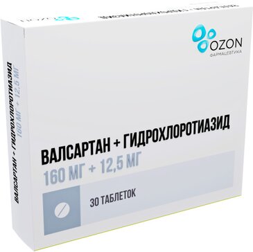 Валсартан+Гидрохлоротиазид таб 160 мг+12,5 мг 30 шт 