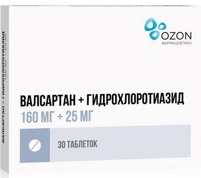 Валсартан+Гидрохлоротиазид таб 160 мг+25 мг 30 шт 